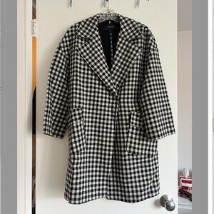 ZARA Womens Gingham Plaid Oversized Car Coat